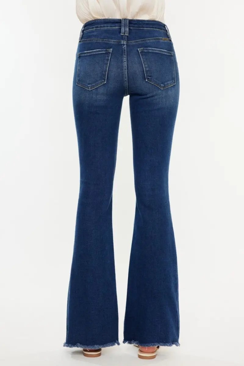 Kancan Cat's Whiskers Raw Hem Flare Jeans for Women - Love Salve